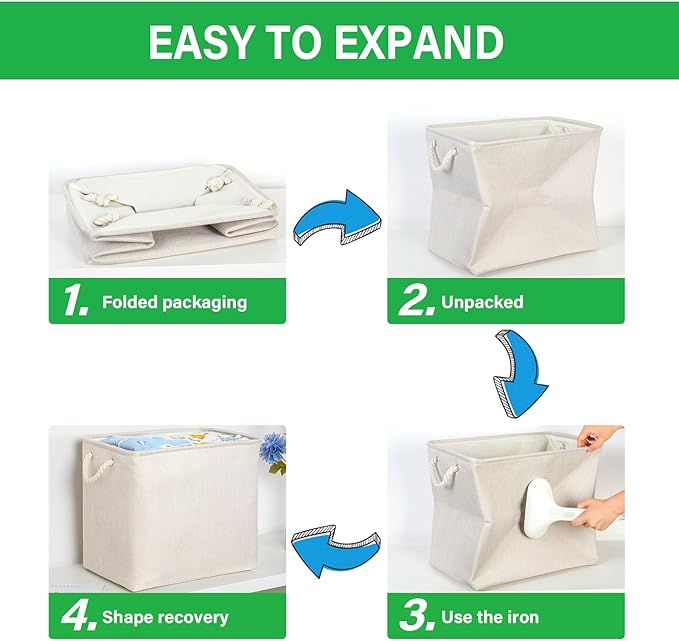 Bidtakay Extra Large Storage Baskets for Organizing Clothes Storage Bins 3 Pack Fabric Storage Bins for Shelves Linen Collaps