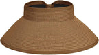 Sun Visor Hat for Women, Wide Brim Straw Summer UV Protection Hat, Foldable Roll-up Packable Beach Cap