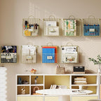 Yuzehuaza Wall File Organizer Mesh Hanging Wall Files Holder,Magazine Rack and Mail Basket with Hooks, Office Wall Organizer 