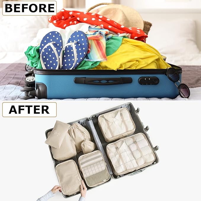LANSKLBD 8 Set Packing Cubes for Suitcases Travel Luggage Packing Organizers,Travel Accessories Essentials Luggage Organizer 