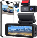 4K Dash Cam, 4K+2K Dash Cam Front and Rear W/ 5GHz WiFi & APP Control 64GB Included, 3.2" IPS Screen Car Dash Cam W/ 24H Park
