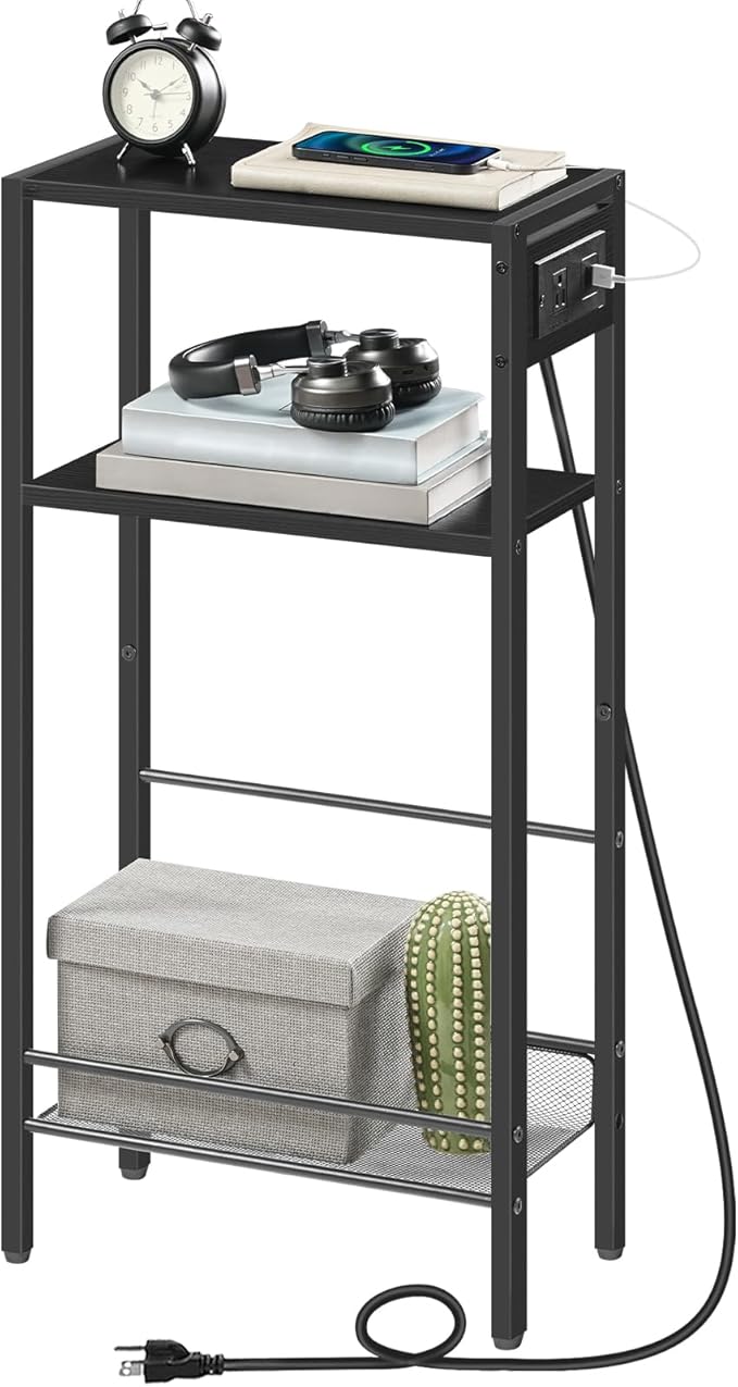 HOOBRO Floating Shelves and Console Table Bundle, Wall Mounted Shelf Set of 2, 15.7" Narrow Entryway Table with Charging Stat