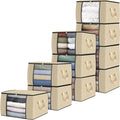 Fab totes 10 Pack Clothes Storage, Foldable Thick Fabric Blanket Storage Bags, Containers for Organizing Bedroom, Closet, Clo