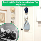 LINFIDITE 15 PCS Baseball Hat Rack Hanger Holder Organizer Multi Hook Wall Mounted Over Door Cap Display Storage Rack Cap Hol