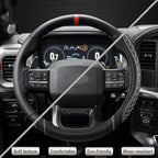 West Llama Customized Auto Car Steering Wheel Cover for Ford F-150, F-250, F-350, Expedition(Diamond Quilted - Black+Gray)