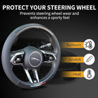 Carbon Fiber Leather Steering Wheel Cover Compatible with Jaguar F-PACE E-PACE XF XE XJ F-Type I-PACE, 14.5"-15" Universal Non-Slip Breathable PU Leather Jaguar Interior Accessories