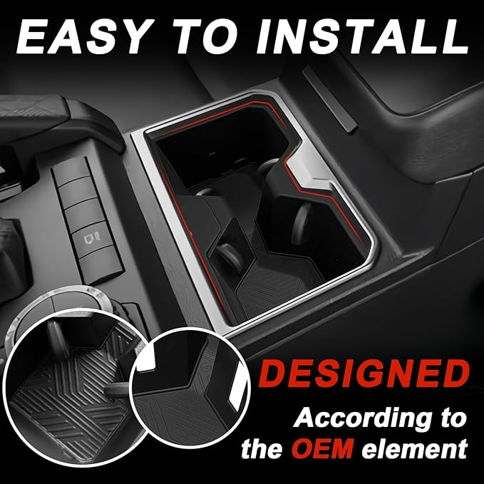 Muslogy Console Hidden Box & Cup Holder Inserts Compatible with 2025 2026 Toyota 4Runner Accessories Armrest Privacy Storage Large Opening Non-Slip Silicone Drink Stoppers Rubber Cup Holder Organizer