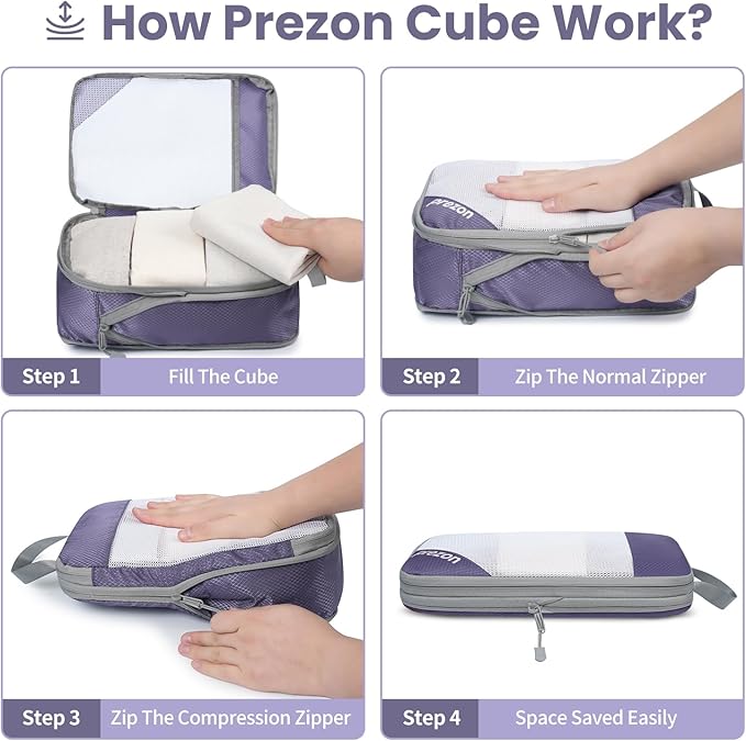 Compression Packing Cubes for Travel, Lightweight Vacation Travel Essentials, Travel Accessories for Suitcase Organizer Bags 