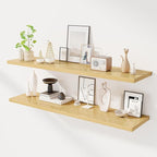 Dreamland 55" Floating Shelves for Wall, 12" Deep Slim Oak Floating Shelves, Wall-Mounted Shelves for Bedroom, Living Room, K