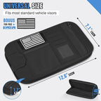 HUANLANG Car Sun Visor Organizer, Tactical Car Accessories with Zipper Storage Pouch, Glasses Clip Card Sleeve Pocket, Multi-Pocket Visor Organizer Fits Most Cars, SUVs, Trucks