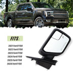 Right Passenger Side Door Mirror Compatible With 2021 2022 2023 2024 2025 2026 Ford F150 With Power Glass Manual Folding Heated Temperature Sensors Matte Black Replace#ML3Z17682UA(7 Pins)