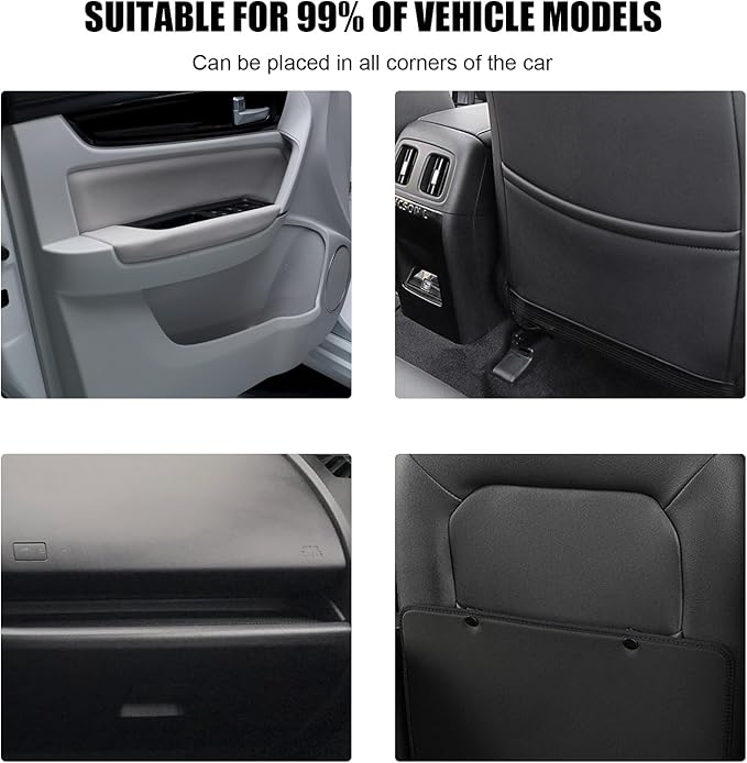 Car Trash Can, Mini Auto Garbage Bin Multipurpose Storage Container with Slot Clip, Waterproof Leather Small Dustbin Interior Accessories for Vehicle Door Front Back Seat (Beige)