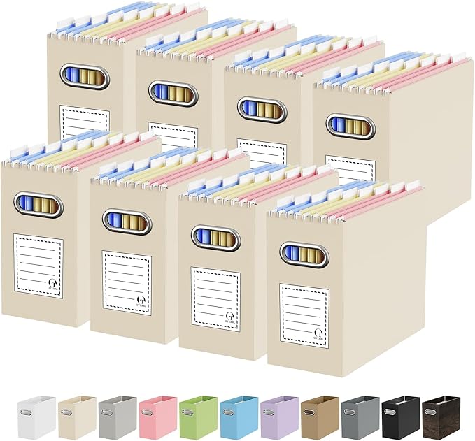 Oterri Cardboard File Organizer Box for Hanging File Folders Letter Size,File Box for Computer Desk,File Cabinet,Working Home
