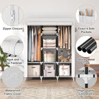 VTRIN Portable Closet Wardrobe for Hanging Clothes with 2 Hanging Rods and 8 Storage Organizer Shelves,Sturdy Large Wardrobe 
