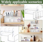 CroBlissful Medicine Cabinet Organizer 4 Tier Stackable Makeup Organizer Tray with 2 Drawers 2 Storage Box 1 Lip Gloss Holder