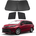 3PCS Car Window Shades Front Windshield Sun Shade Foldable Window Shade Custom Fit for Toyota Sienna 2021-2024 Accessories Car Shades for Front Windows Anti-UV Rays Block Heat