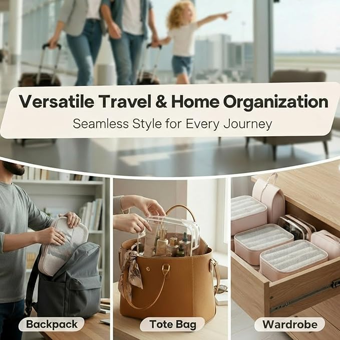 8 Set Packing Cubes for Travel with Clear Toiletry Bag, Durable Luggage Packing Organizers, Carry-On Accessories, TSA Approve