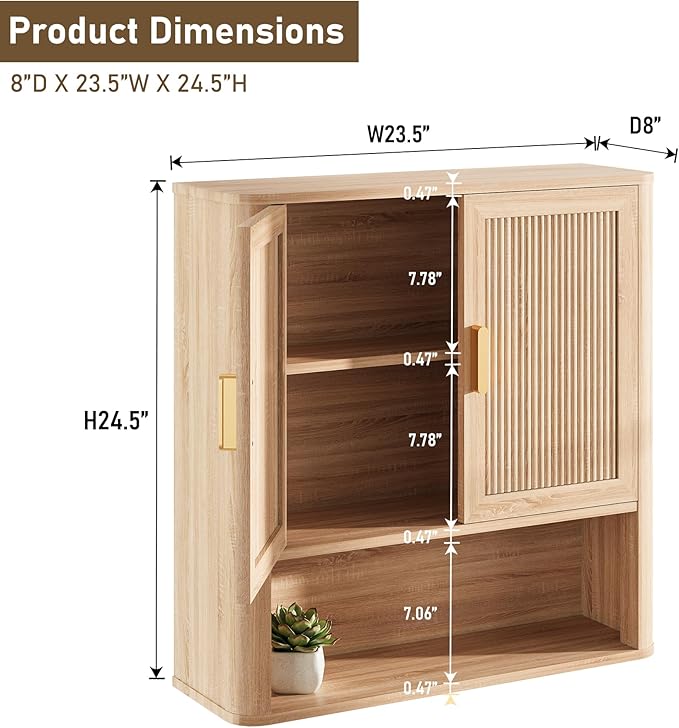 INNOD Bathroom Wall Storage Cabinet, Medicine Cabinet with Adjustable Wood Shelf & Doors, Over the Toilet Storage Cabinet for
