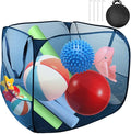 Pop up Pool Toy Storage Bin,22"X22"X22"Pool Float Organizer Bag with 2 Side Pockets Mesh Swimming Pool Toys Organizer with 4 