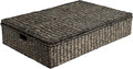 happimess BSK2015C Holden 30" Classic Costal Hand-Woven Hyacinth Wicker Under Bed Storage Basket with for Storage and Decorat