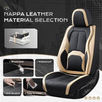 Coverado Car Seat Covers, Leather Seat Covers Full Set, Waterproof Car Seat Protector with Lumbar Support, Automotive Seat Co
