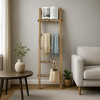 Blanket Ladder Fully Assembled 57in Wooden Ladder Shelf Living Room Bathroom Bedroom Decorative Wall Leaning Farmhouse Quilt 