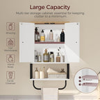 MAHANCRIS Bathroom Wall Cabinet with 2 Door and Adjustable Shelf, Medicine Cabinet with Towel Rack, 3-Tier Wall Mounted Stora