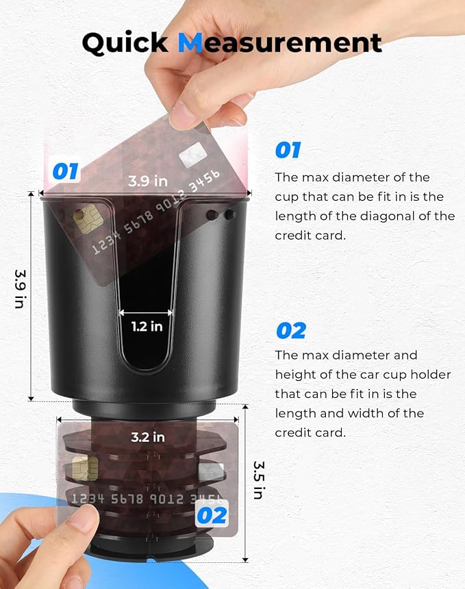 KEMIMOTO Upgraded Car Cup Holder Expander Long Base Model, Compatible with Hydro Flasks Yeti Stanley, Large Cup Holder Adapt 