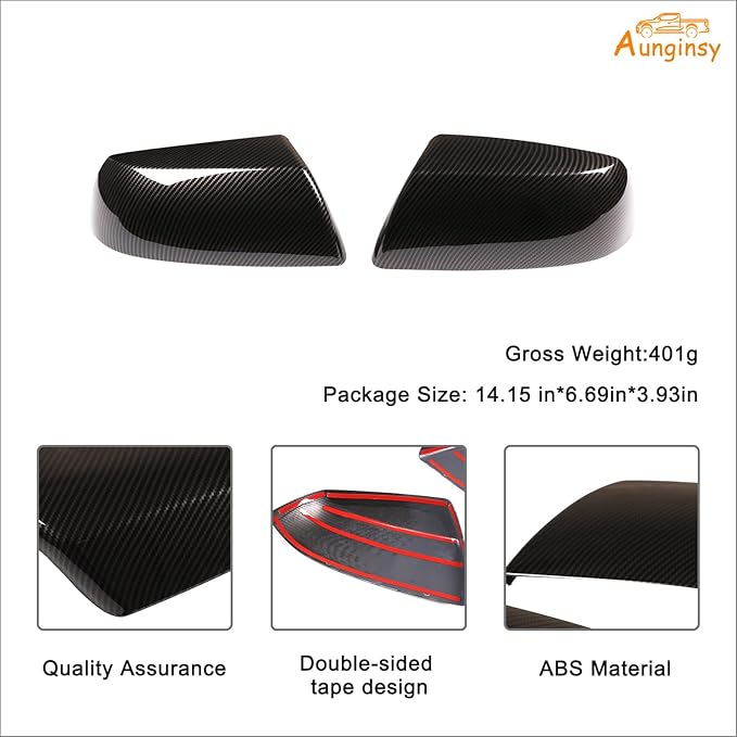 Car Door Rear View Mirror Cover Trim Compatible with Toyota Tundra 2007-2021 Sequoia 2008-2020 Exterior Rearview Mirror Housing Cap Protector Accessories, Only Fit Without Turn Signal Lights Version