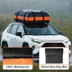 Mupera 15 Cubic Ft Waterproof Car Roof Cargo Carrier for All Vehicles with/Without Roof Rack, Rooftop Cargo Carrier with Strip Includes Anti-Slip Mat, 6 Door Hooks & Combination Lock