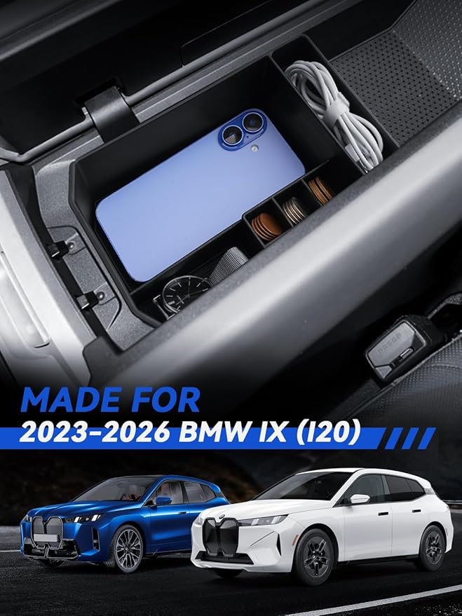 for iX Center Console Organizer iX 2023 2024 2025 2026(I20) Accessories Armrest Tray Middle Storage Box Insert Container Durable ABS Plastic