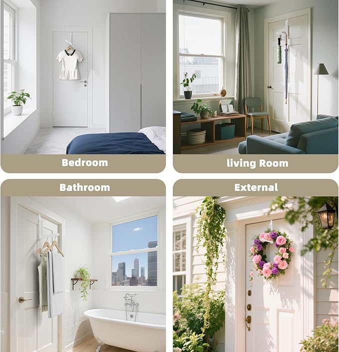 BAKON Over The Door Hanger Folding Clothes Drying Rack, Double Fold Hanging Door Hooks Coat Rack for Indoor Laundry Room Comp