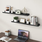 Picture Ledge Shelf Wall, 36 inch Solid Ash Wood Nursery Book Shelves 2 Packs, Floating Ledge Shelves for Kids' Room Bedroom 