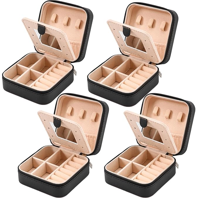 Neveika Jewelry Box with Mirror,Small Jewelry Organizer Box，Travel Jewelry Case for Women，Gift Jewelry Boxes for Female Girls