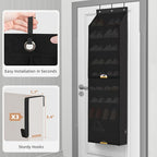 STORAGE MANIAC Over the Door Shoe Organizer with Curtain Dustproof Heavy-Duty Large Deep Pocket Hanging Shoe Organizer for Cl