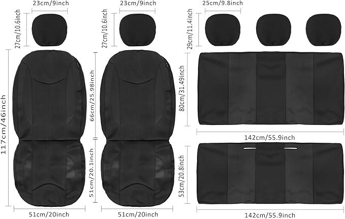 CAROMOP Waterproof Car Seat Cover Full Seats, Neoprene Seat Covers for Cars,Split Bench Compatible Car Interior Covers, Unive