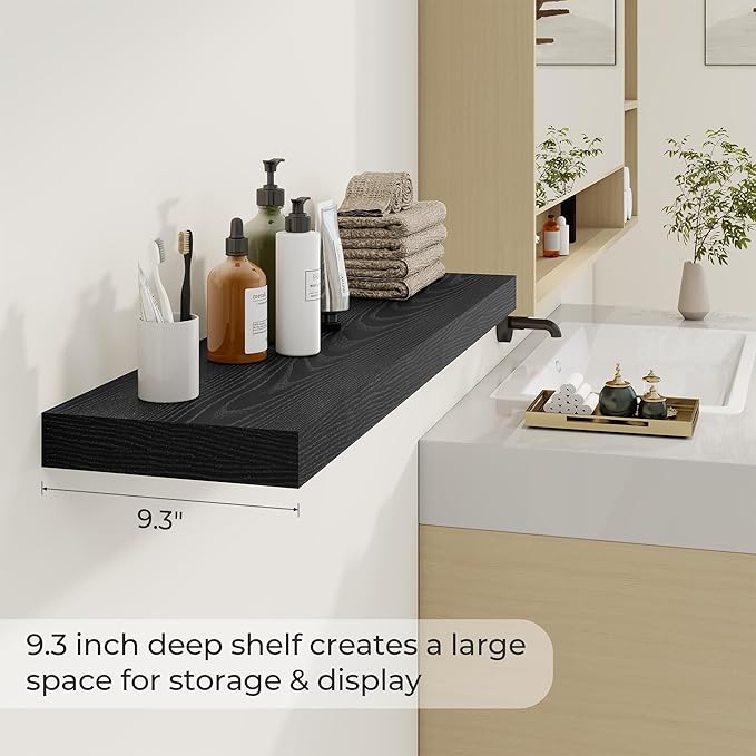 Dreamland 40 Inch Long Floating Shelves in White,9.3 Inch Deep Floating Shelf for Wall,Large Display & Storage Shelf, Wall Sh