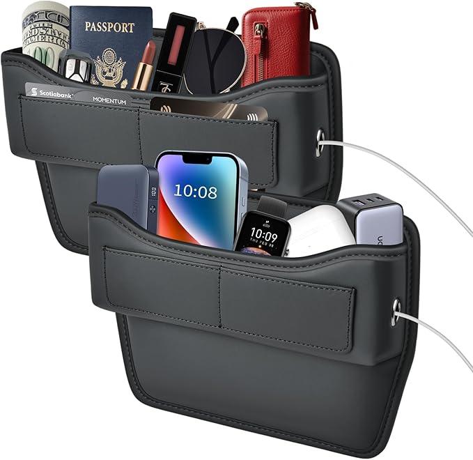 FLORICH Car Seat Gap Filler, Premium Leather Center Console Organizer, Front Seats Gap Filler Organizer and Storages Universal Fit for Car SUV Truck