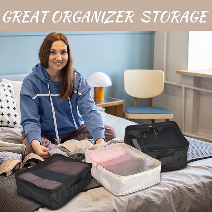 Silkfly 8 Pcs XL Packing Cube for Travel Luggage Organizer Suitcase High Capacity Large Packing Bag Bulk Reusable Mesh Travel
