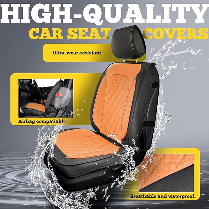 LINGVIDO Car Seat Covers Full Set (5 Seats) - Premium Perforated Nappa Leather, Waterproof Shield, Omni-Adapt Fit SUVs Sedans