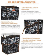 Car Trash Can with Lid, Cute Leakproof Car Trash Garbage Bag Hanging Vehicle Trash Bin Small Portable Automotive Garbage Cans Organizer for Back/Front Seat(Trapezoid,Black with Lily Print)