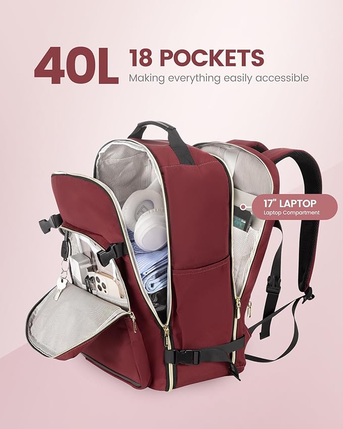LOVEVOOK Travel Backpack for Women & Men 40L,Airline Approved Carry On Backpack Travel Essentials,TSA Carry on Luggage,Waterp
