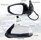 Left Driver side Mirror Fits 2016-2022 Toyota Tacoma With Power Glass, Heated, Turn Signal, Blind Spot Detection and Manual Folding Match to White Paint Replace TO1321350 (8Pins)