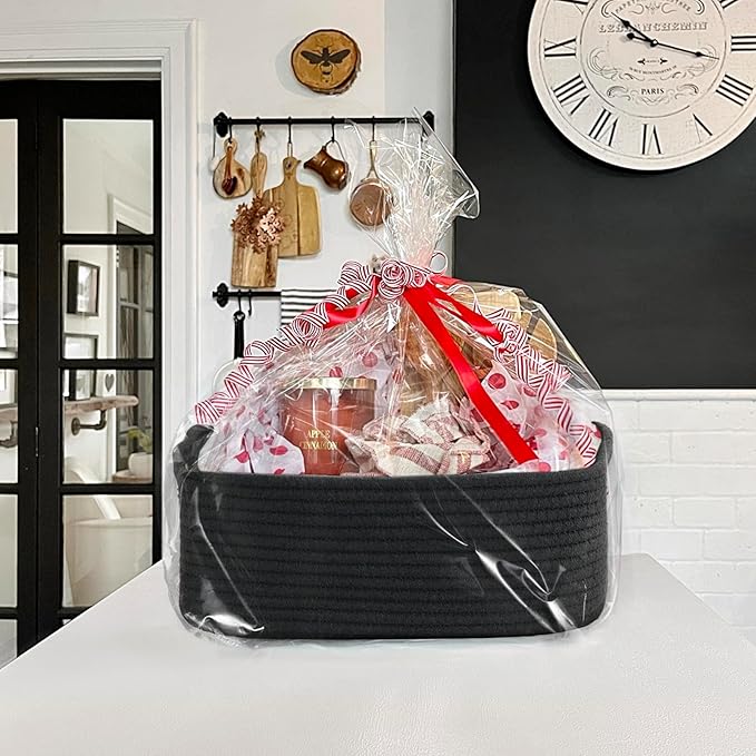 Goodpick Storage Baskets, Rope Shelf Basket Small Baskets for Gifts Empty Storage Baskets for Organizing Toy Baskets Storage 