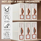 GhvyenntteS Bed Sheet Organizers and Storage 4 Pack (Queen & King Size), Foldable Sheet Organizers and Storage with Window an
