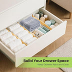 Fyvva Drawer Divider, Adjustable Bamboo Kitchen Drawer Organizer, Spring Loaded Drawer Organizer, Dresser Separators for Kitc