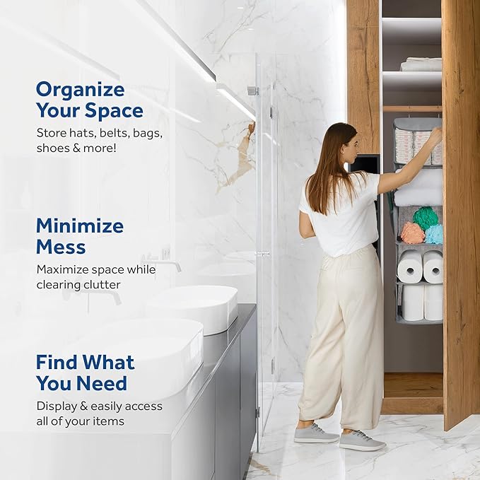 ZOBER Hanging Closet Organizer, 5-Shelf - Hanging Storage Organizer Shelves for Clothes, Towels, Toys - College Dorm Room, Nu