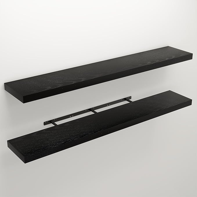 Floating Shelves for Wall, 9.3" Deep Wall Mounted Wood Shelves for Bathroom, Bedroom, Living Room, Kitchen, Hanging Shelf for