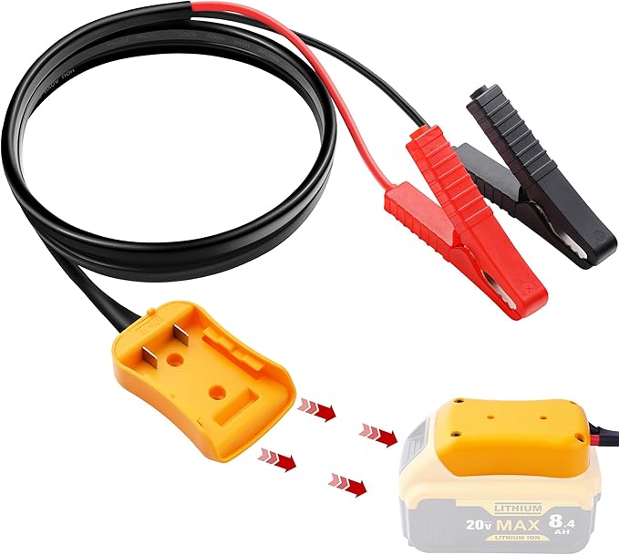 Jumper Cables Compatible with Dewalt 20v Battery, Jumper Starter with Adapter (Battery not Included), Portable Automotive Booster Cables Power for Car Jump Starting Using Tool