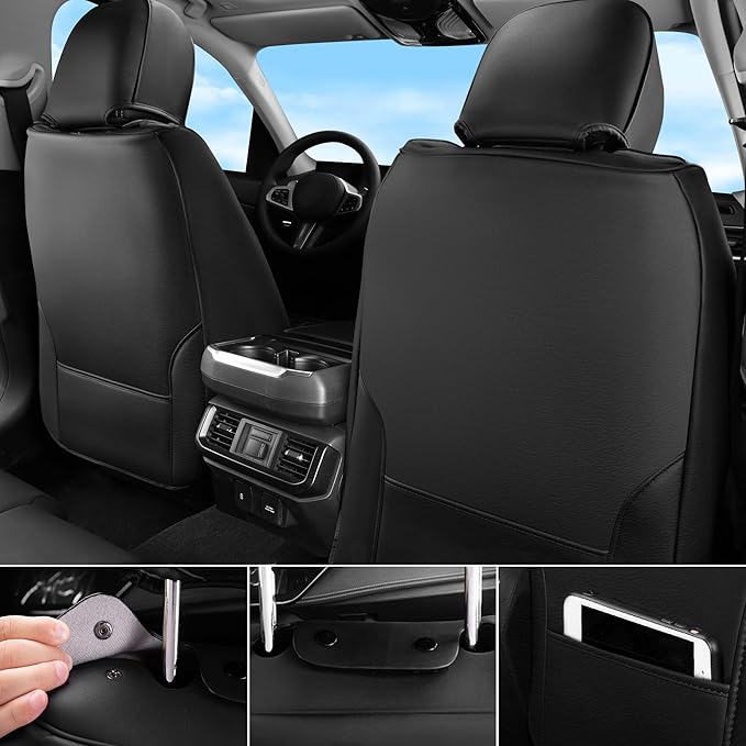 CAR PASS Nappa Leather Car Seat Covers Cushioned, Waterproof Leatherette Seat Covers Anti-Slip 5 Seats, Universal for Cars,SU